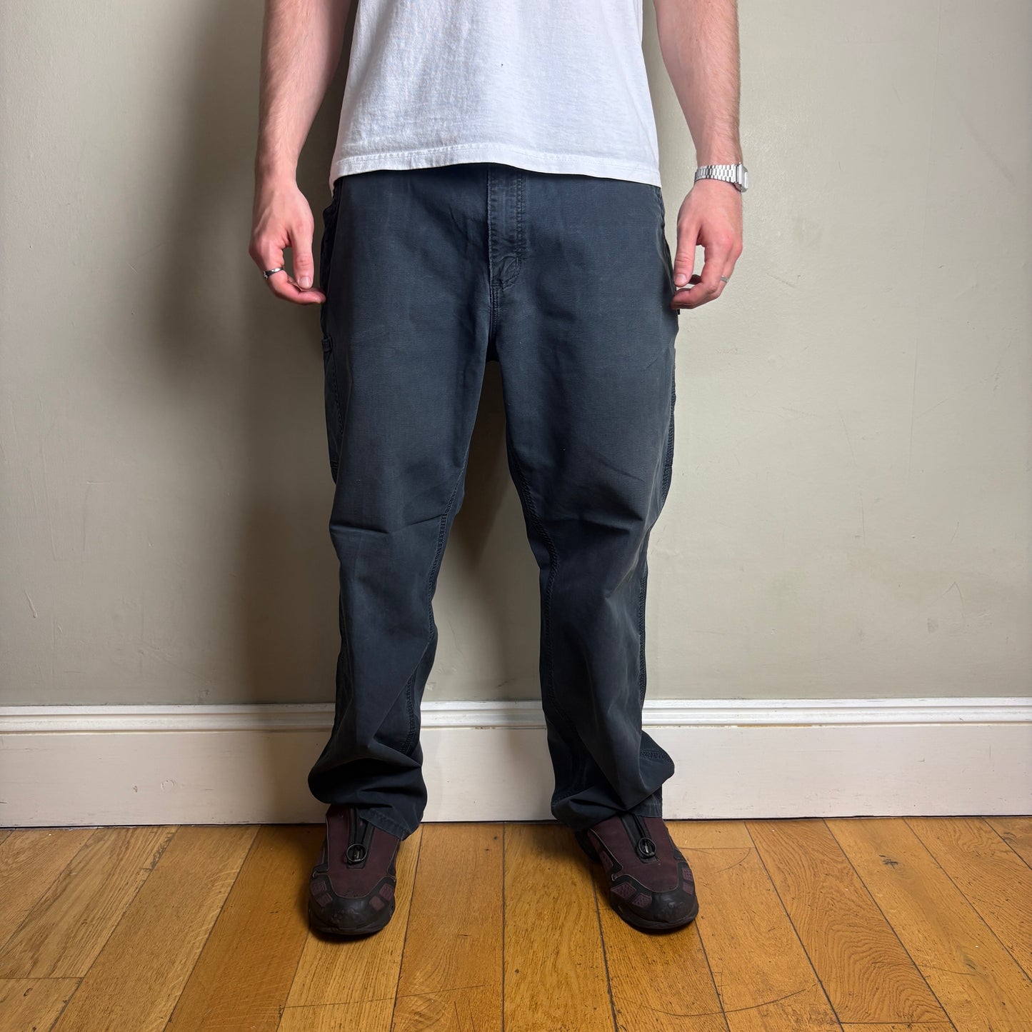 Vintage Carhartt Black Workwear Carpenter Baggy Trousers - 38R