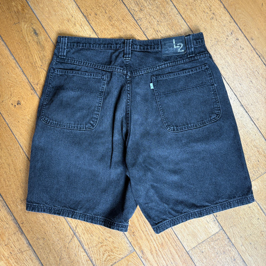 Vintage Levis L2 Rare Baggy Black Denim Shorts - 36
