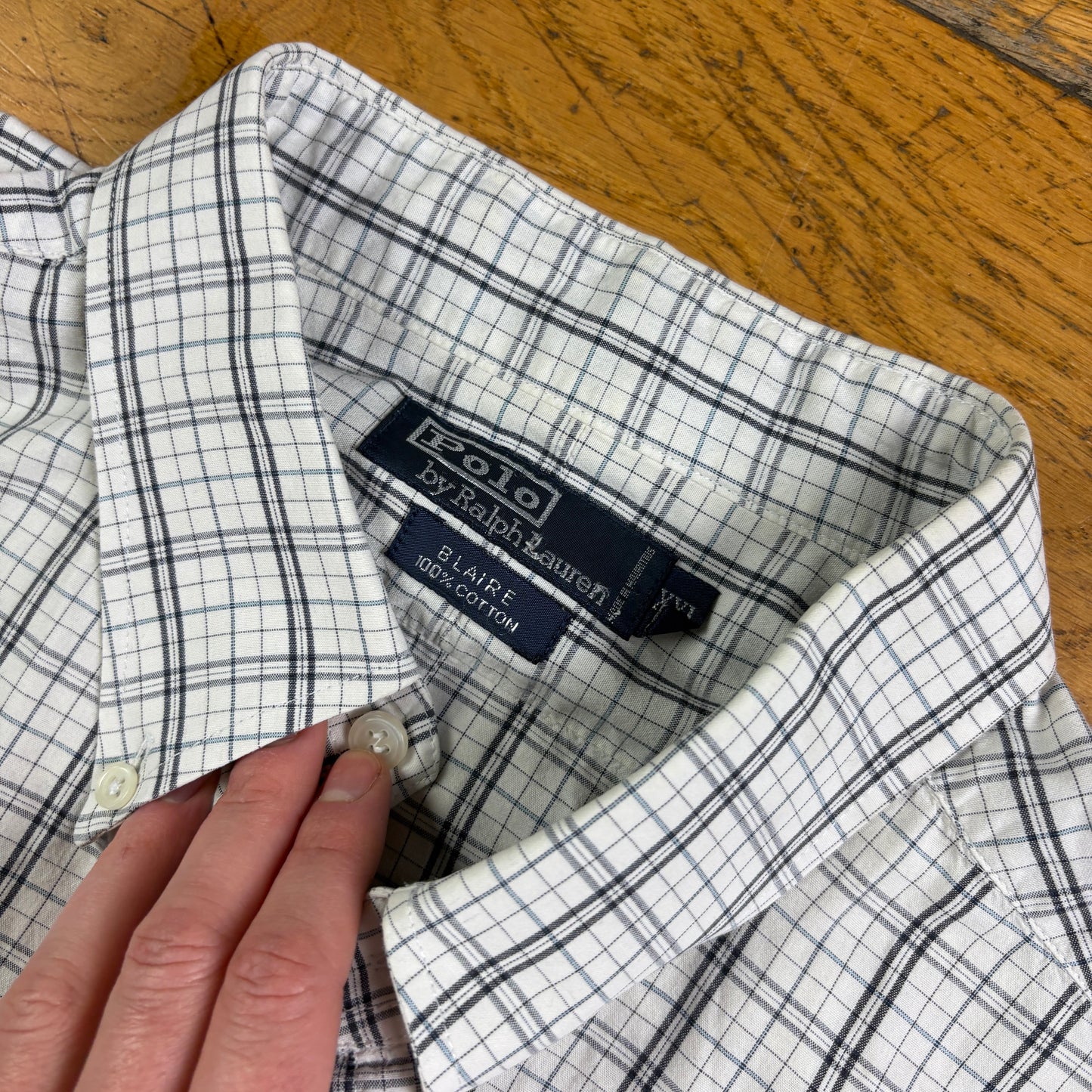 Vintage Ralph Lauren White Short Sleeve Check Embroidered Shirt - 2XL