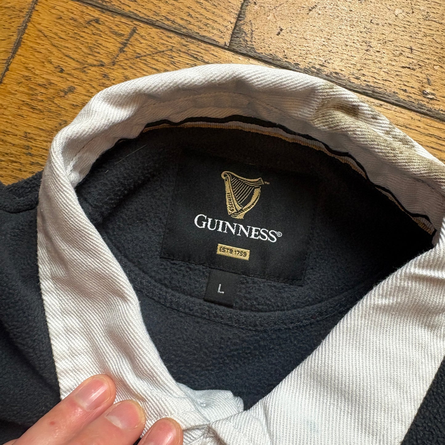 Vintage Guinness Black Fleece Rugby Embroidered Sweatshirt - L