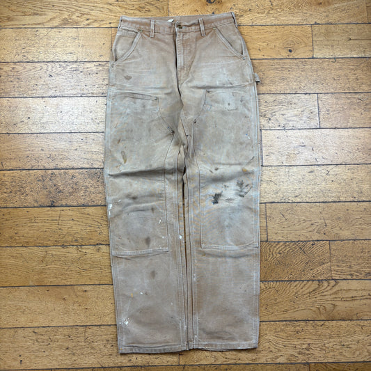 Vintage Carhartt Brown Double Knee Workwear Carpenter Baggy Trousers - 32