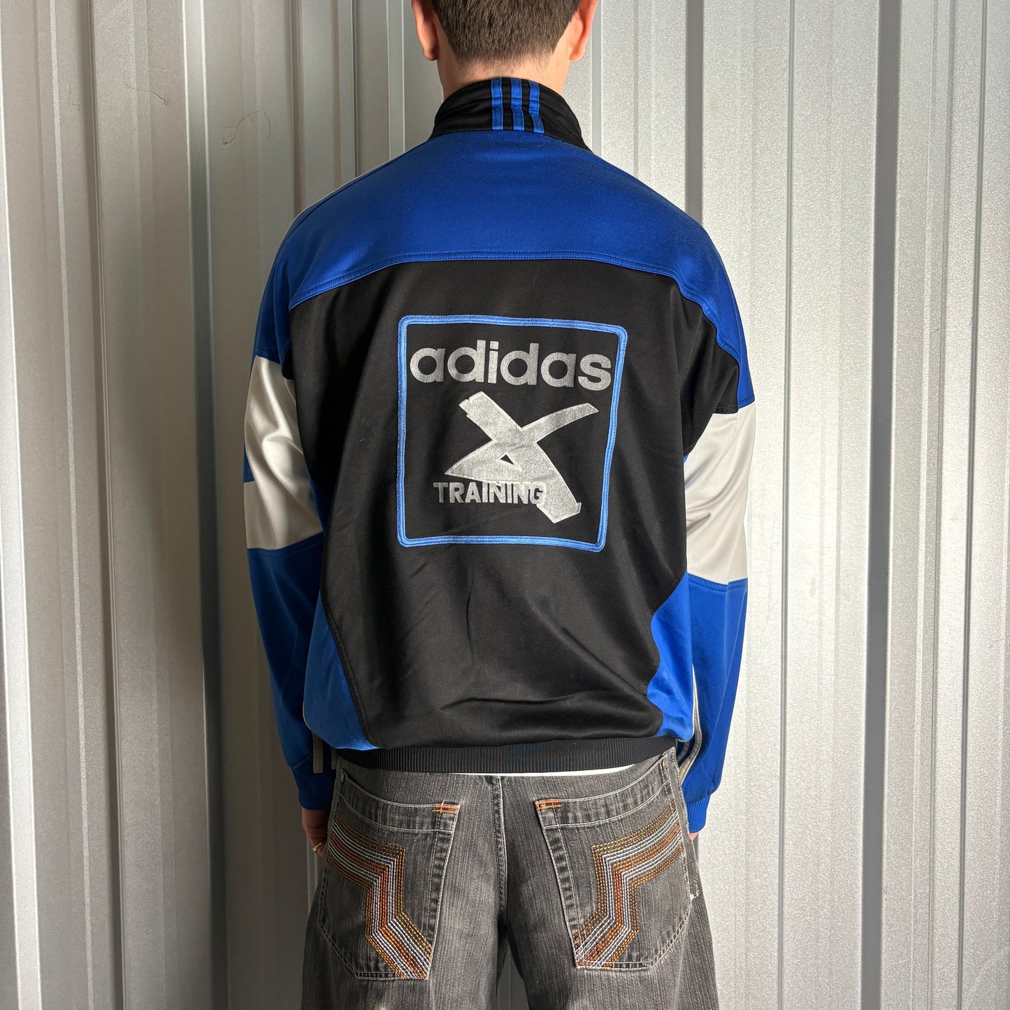 Vintage Adidas 90s Blue Black Tracksuit Track Jacket - XL