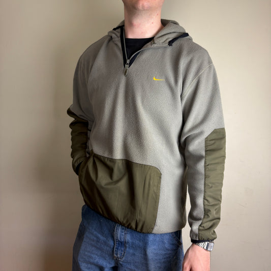 Vintage Nike y2k Swoosh Green Fleece Hoodie Sweatshirt - M