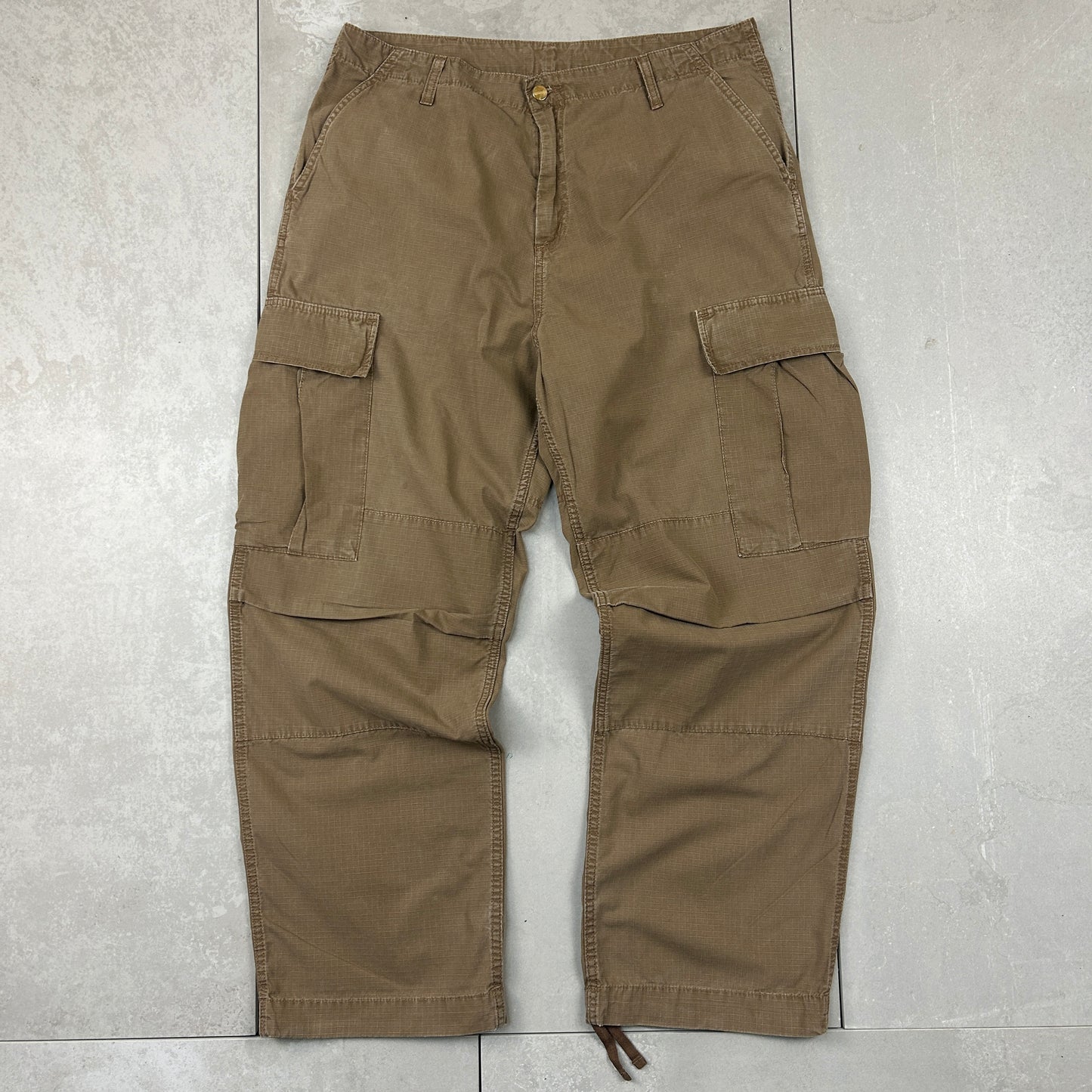 Vintage Carhartt Brown Workwear Carpenter Baggy Cargo Trousers - 36