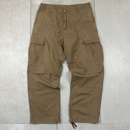 Vintage Carhartt Brown Workwear Carpenter Baggy Cargo Trousers - 36