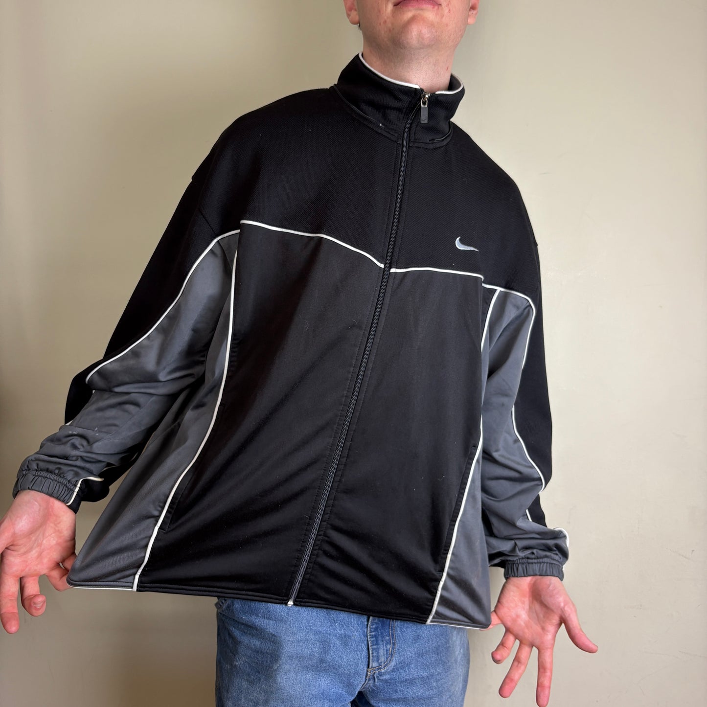 Vintage Nike 90s Black Tracksuit Track Jacket - XL