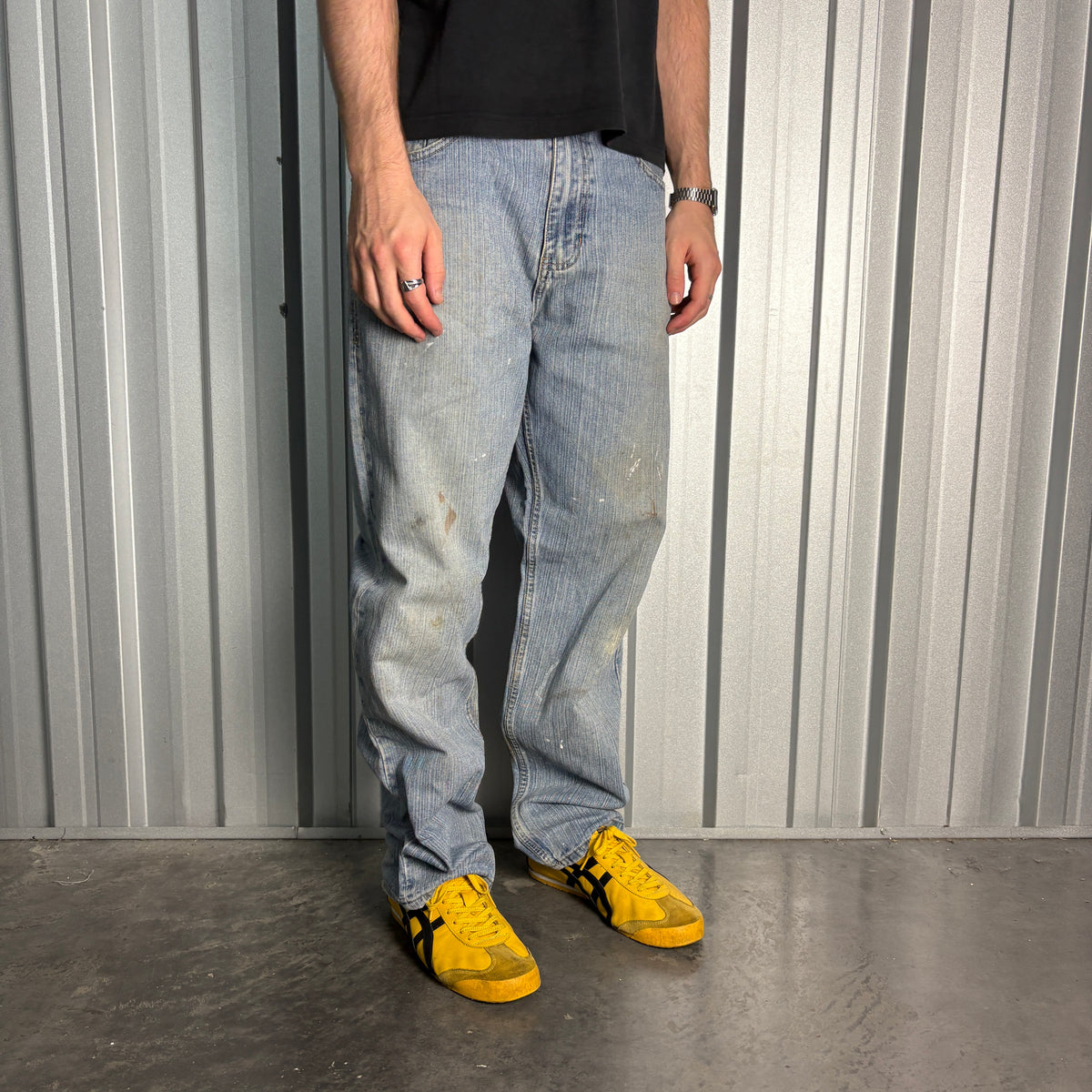 Phat Farm Blue Embroidered Japanese Denim Hip Hop Y2K Baggy Jeans - 36R