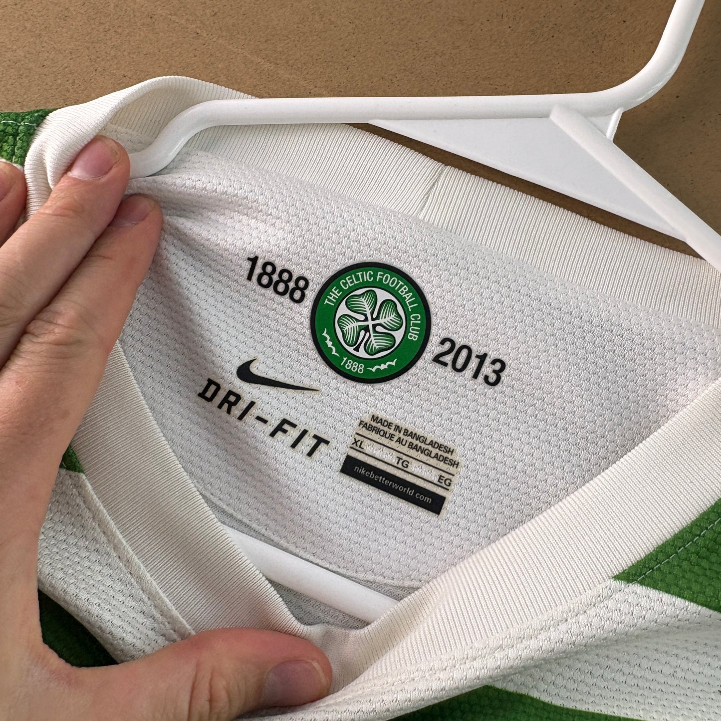 Celtic 2013 Green White Nike Stripe Tennents Football Shirt - XL