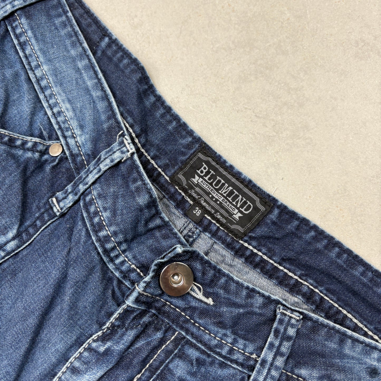 Vintage Embroidered Hip Hop Baggy Blue Shorts Jorts - 38