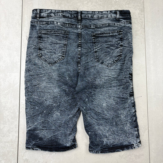 Vintage Embroidered Hip Hop Blue Shorts Jorts - 38