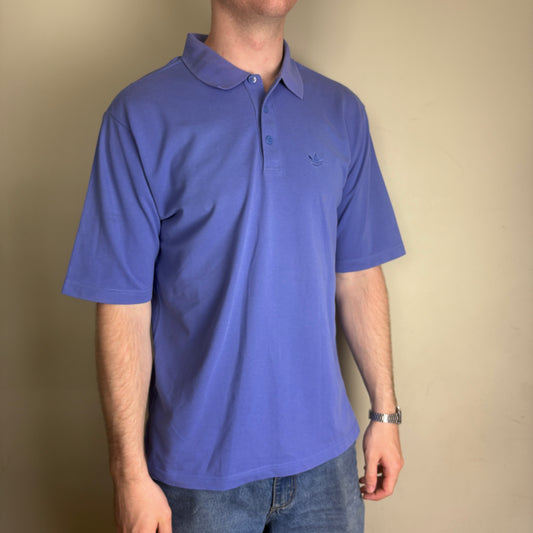 Vintage 90s Adidas Originals Purple Embroidered Polo Shirt - M