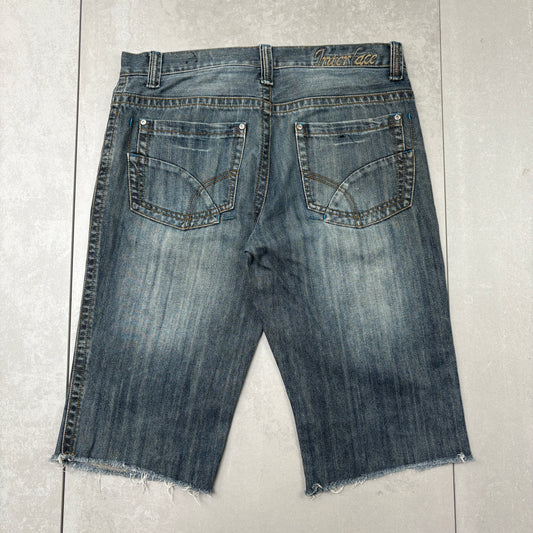 Vintage Embroidered Hip Hop Blue Baggy Shorts Jorts - 36