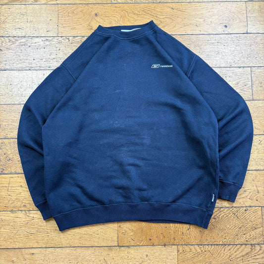 Vintage Reebok Navy Embroidered Sweatshirt - XL