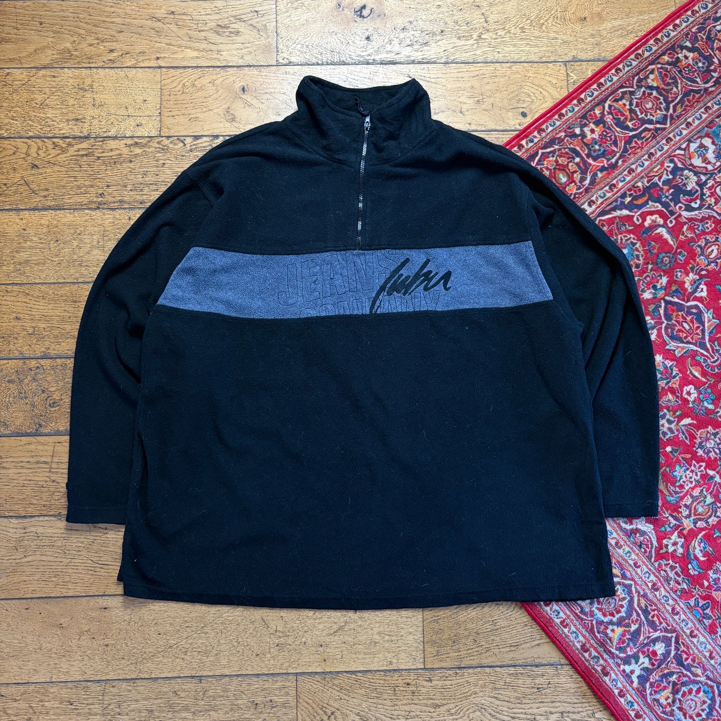 Vintage Fubu Black Quarter Zip Fleece Embroidered Hip Hop Sweatshirt - 2XL