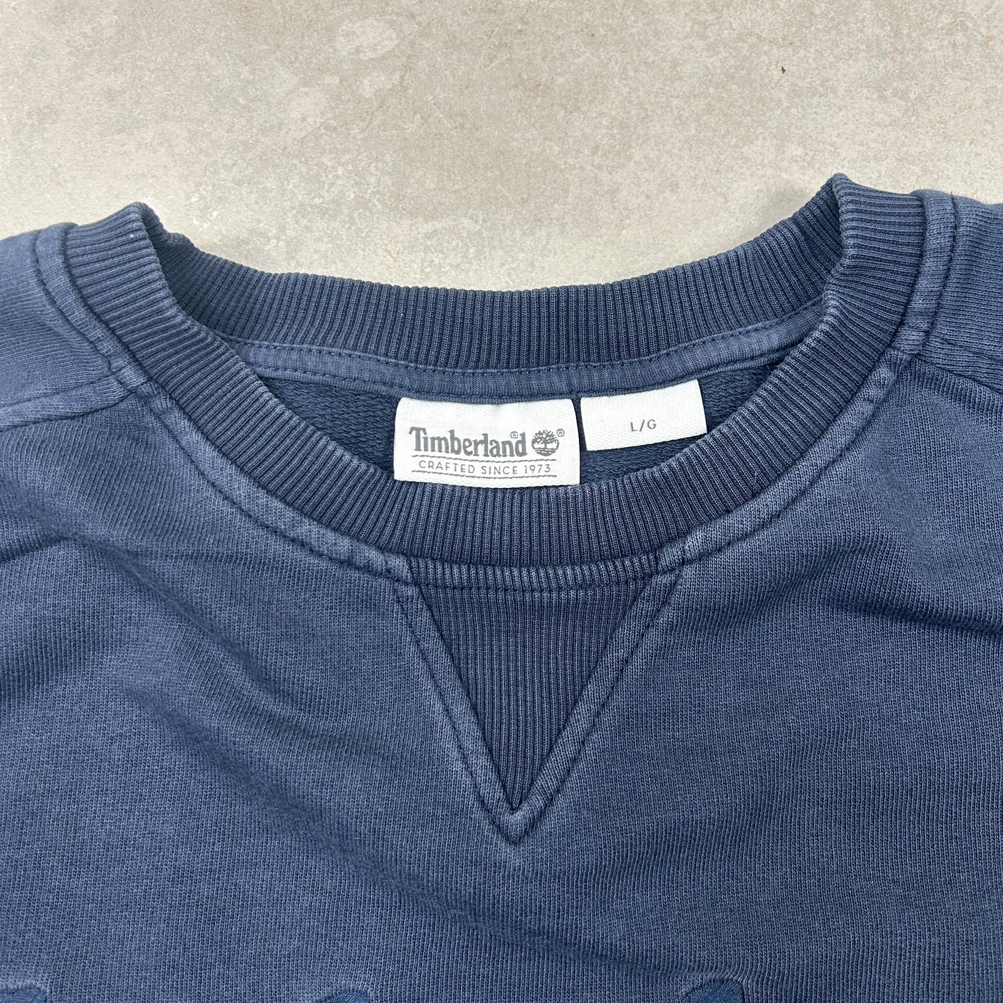 Vintage Timberland Spellout Embroidered Navy Sweatshirt - L