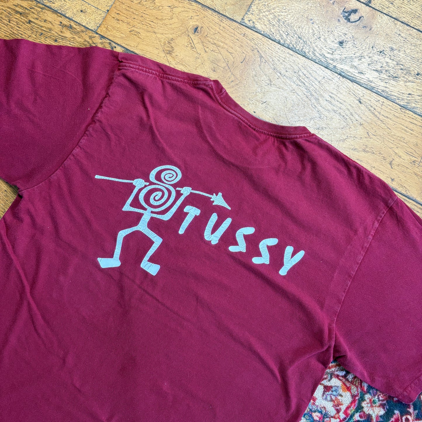 Vintage Stussy Burgundy Graphic T-Shirt - S