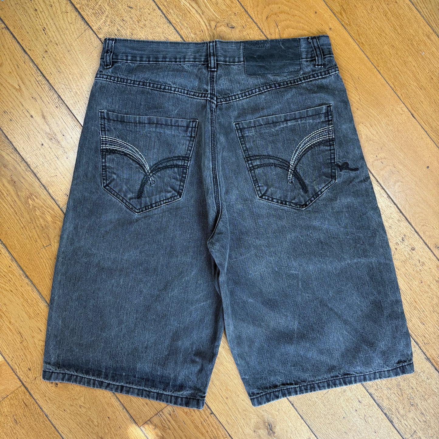 Vintage Rocawear Embroidered Hip Hop Black Baggy Shorts Jorts - 34