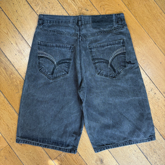 Vintage Rocawear Embroidered Hip Hop Black Baggy Shorts Jorts - 34