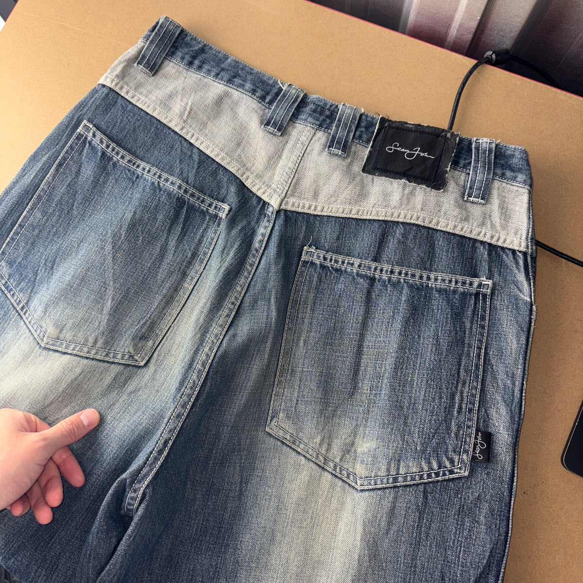 Sean John Blue Embroidered Japanese Denim Hip Hop Y2K Baggy Jeans - 32L