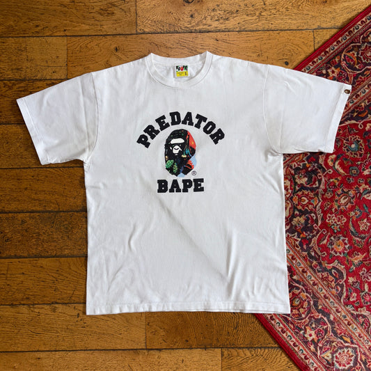 Vintage BAPE Bathing Ape Predator White Graphic T-Shirt - M