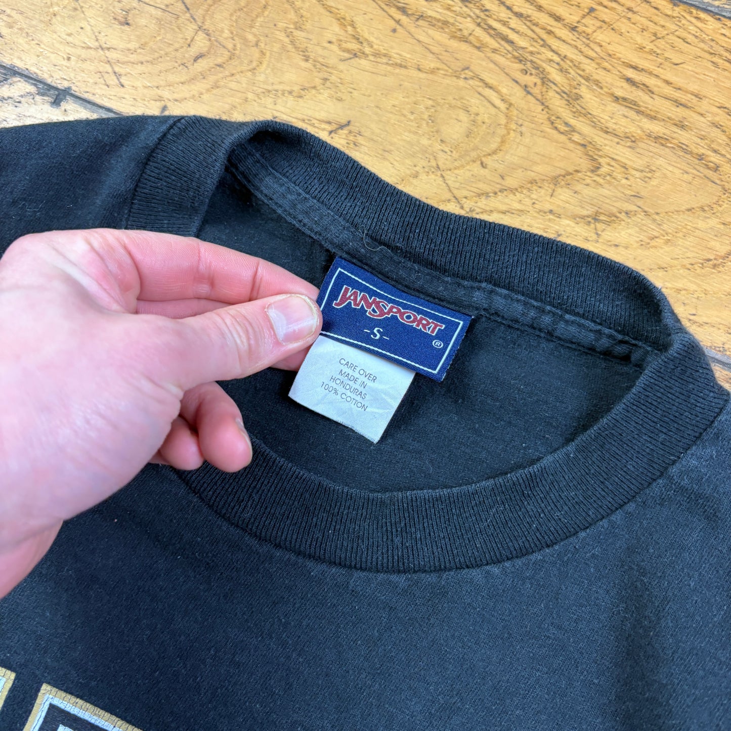 Vintage USA College Black Graphic T-Shirt - S