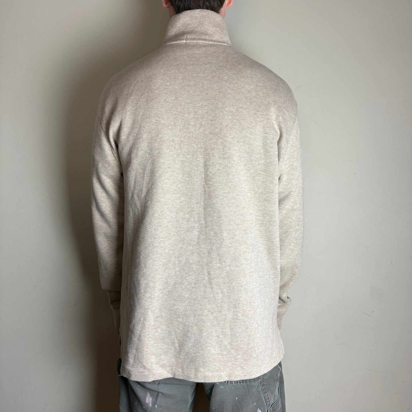 Vintage Ralph LAuren Cream Quarter Zip Knit Jumper - XL