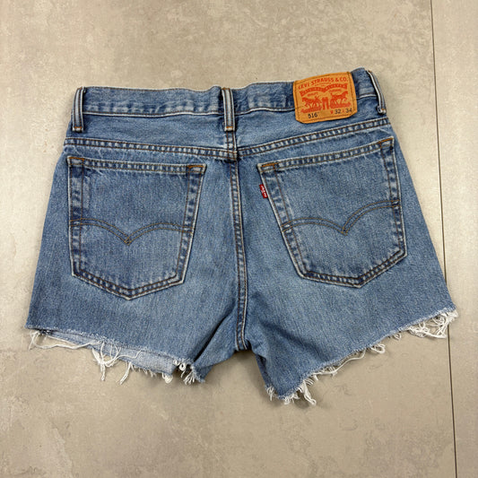 Vintage Levis 516 Blue Denim Shorts - Size 12