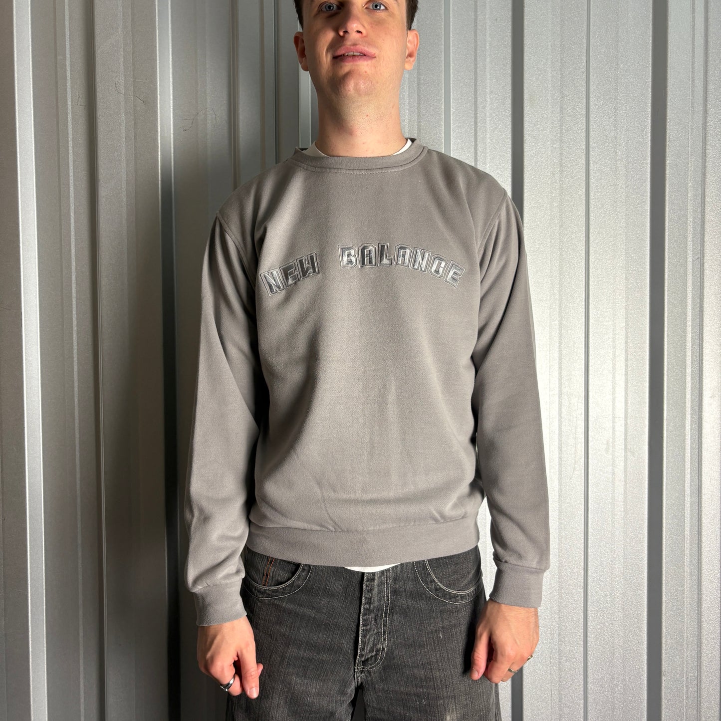 Vintage New Balance Grey Embroidered Sweatshirt - S