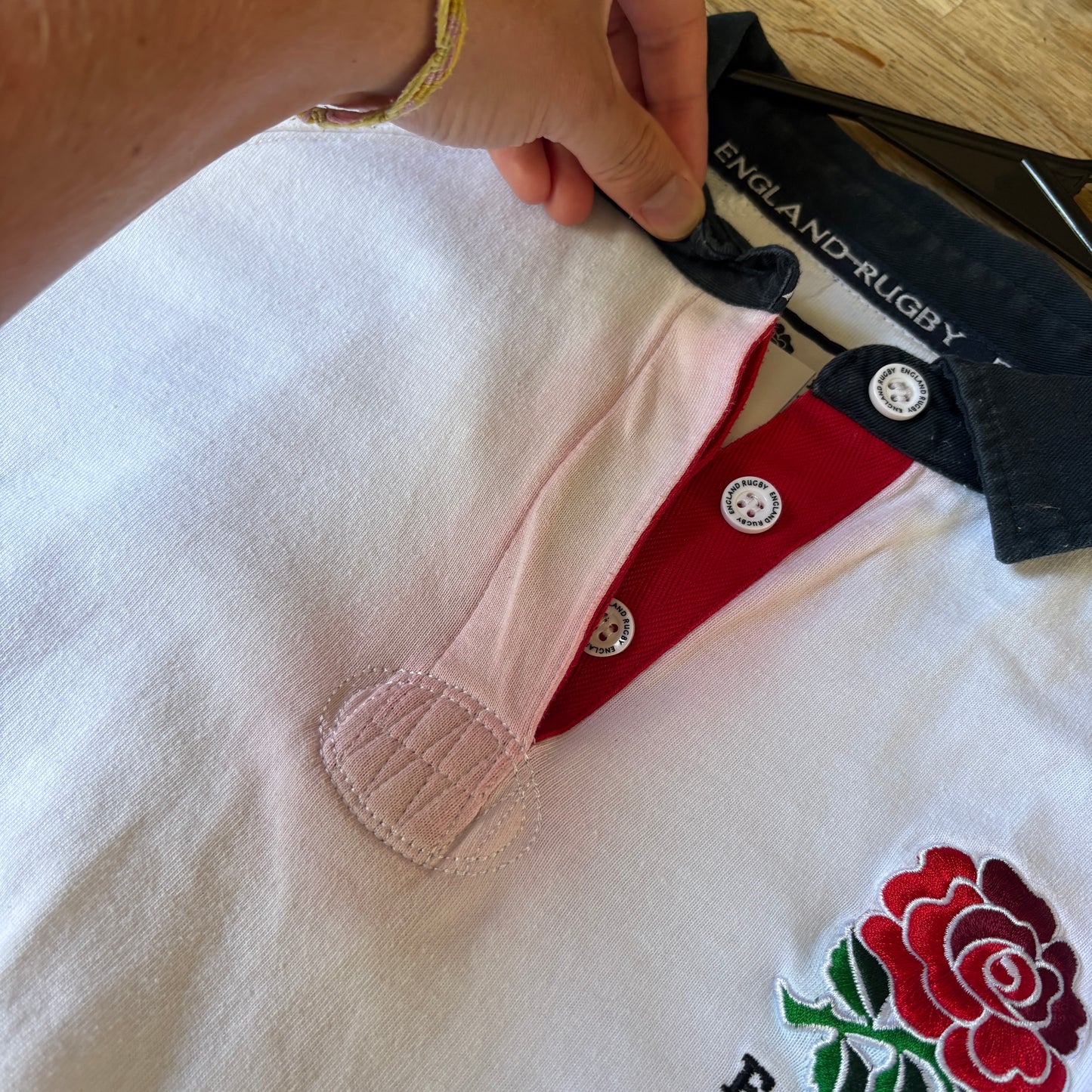 Vintage England White Womens Rugby Long Sleeve Polo Shirt - M