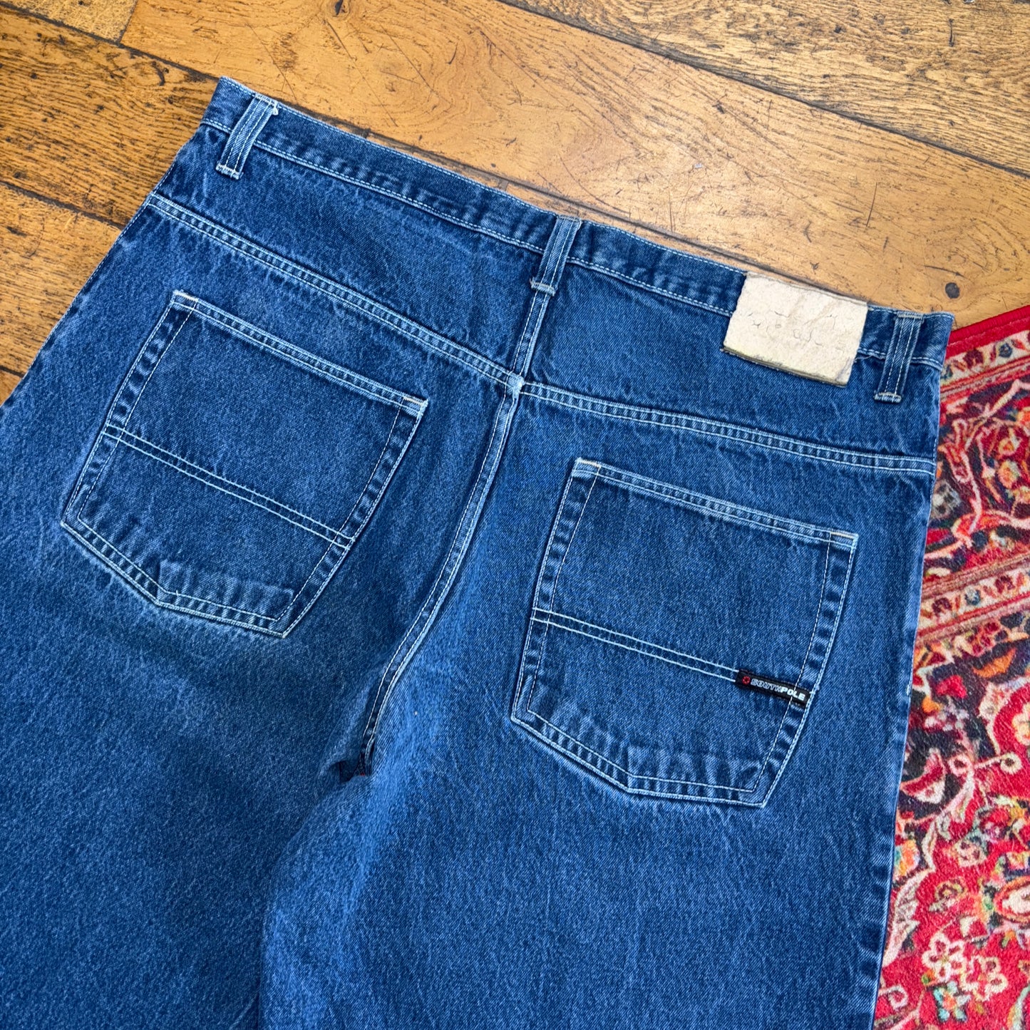 Vintage Southpole Blue Embroidered Y2K Hip Hop Baggy Jeans Shorts Jorts - 42