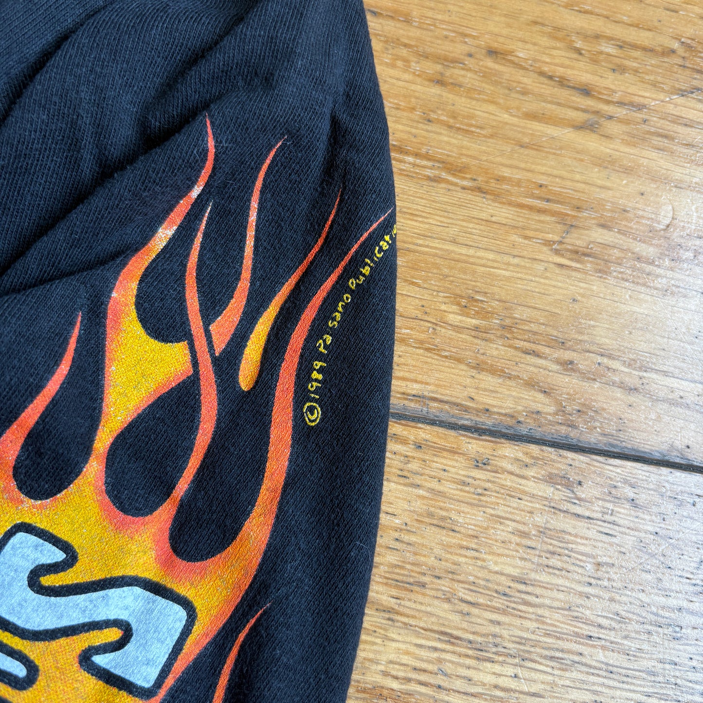 Vintage 1994 Easyriders Flames Motorbike Single Stitch Black Graphic T-Shirt - S