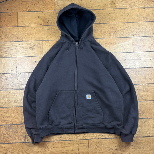 Vintage Carhartt Hoodie Black Zip Sweatshirt - XXL