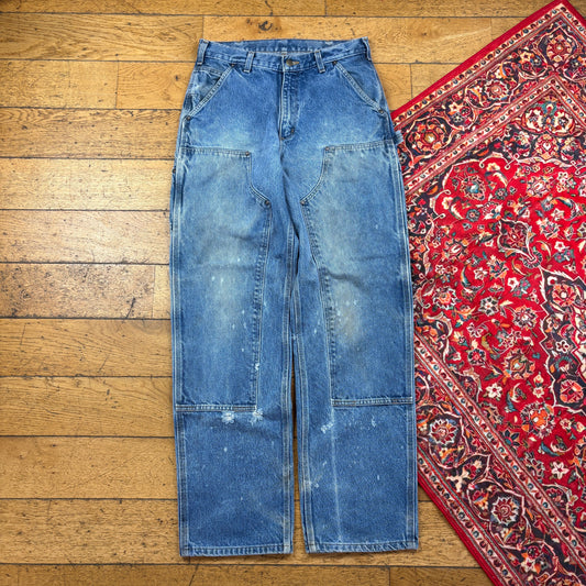 Vintage Carhartt Blue Double Knee Workwear Carpenter Baggy Jeans - 32
