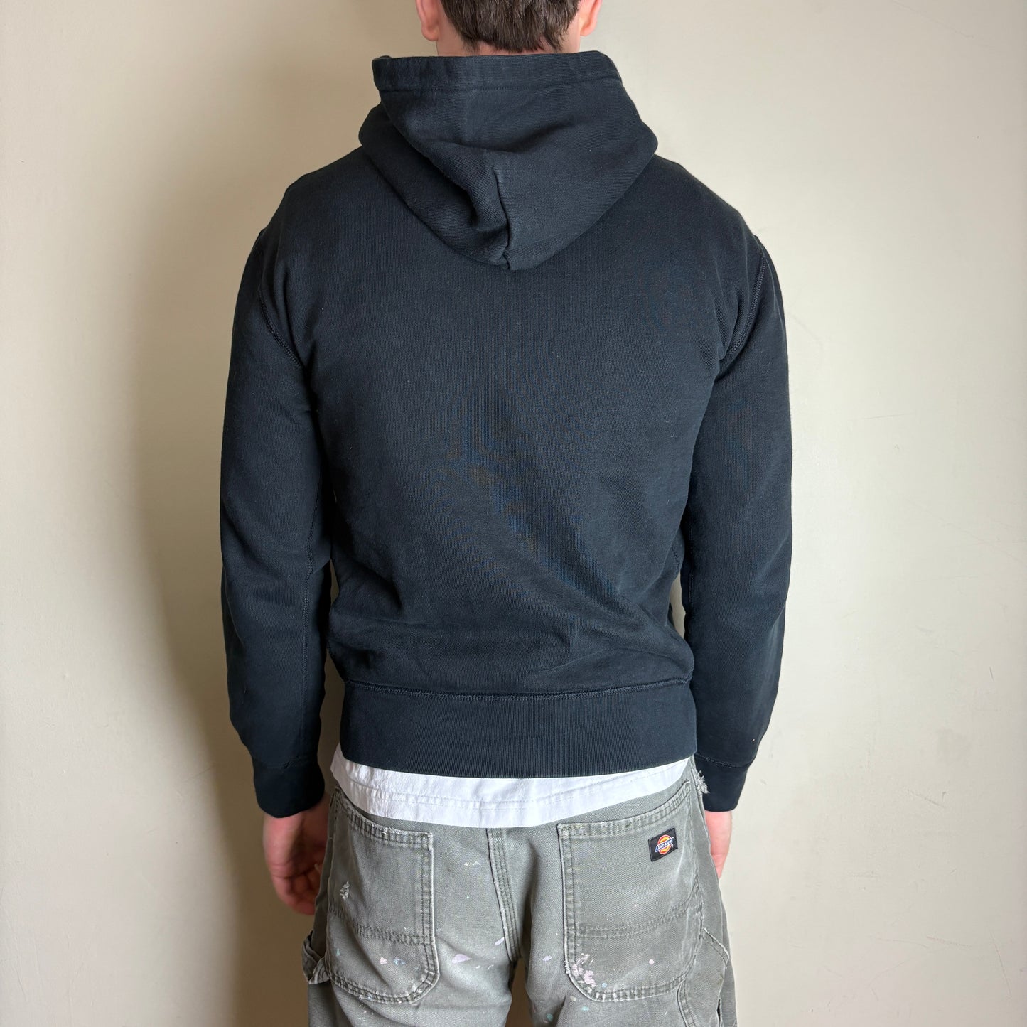 Vintage Ralph Lauren Black Zip Hoodie Embroidered Sweatshirt - M