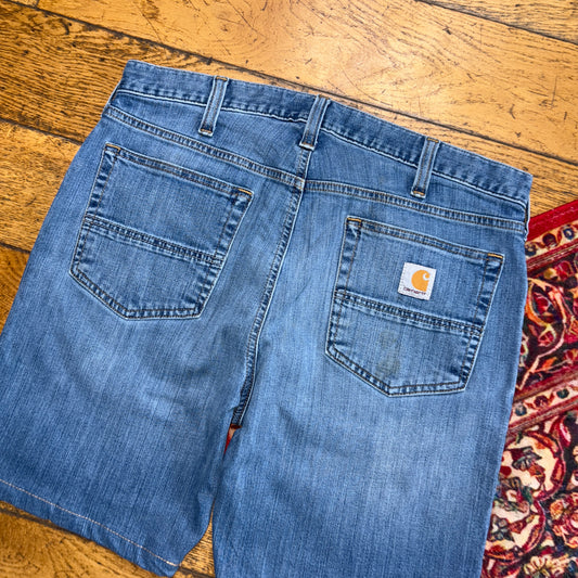 Vintage Carhartt Blue Workwear Baggy Carpenter Jorts Shorts - 34