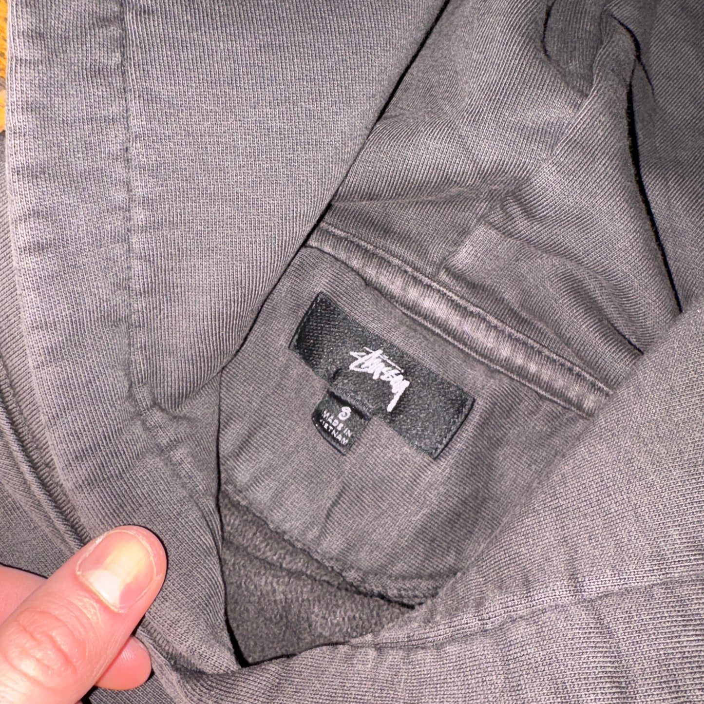 Vintage Stussy Grey Boxy Hoodie Sweatshirt - S