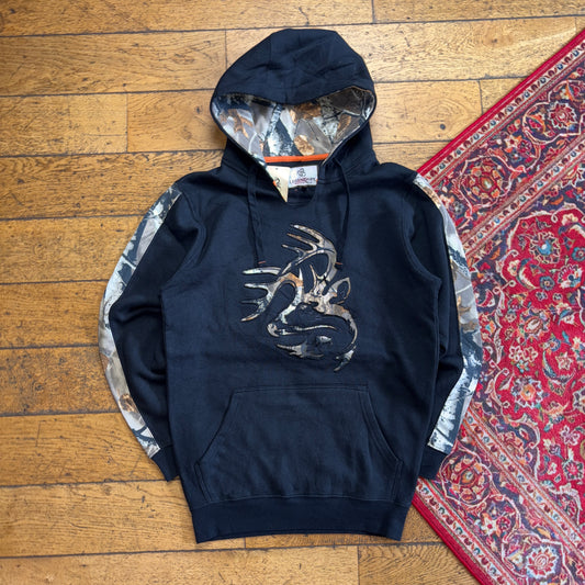Vintage Realtree Camo Black Hoodie Sweatshirt - S