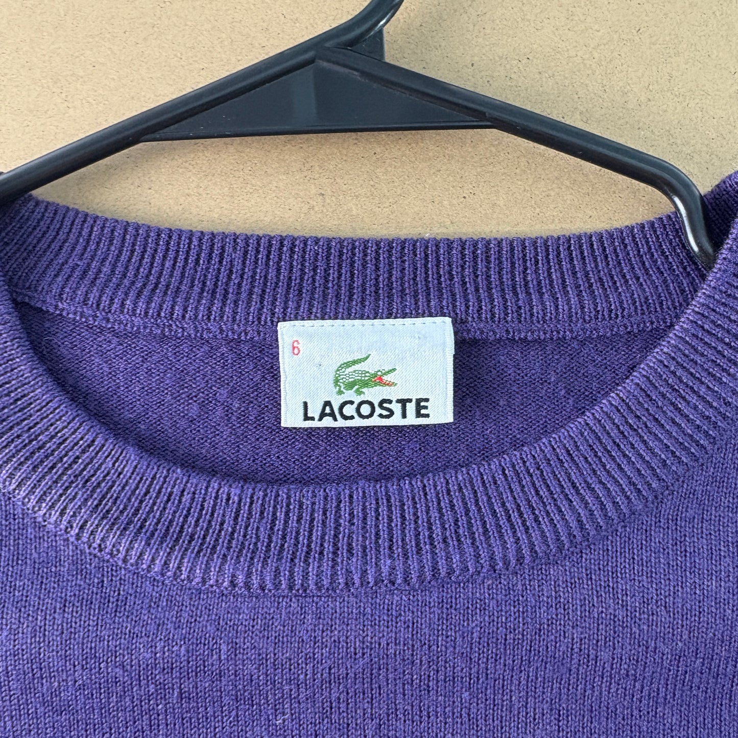 Vintage Lacoste Purple Wool Blend Knit Jumper - L