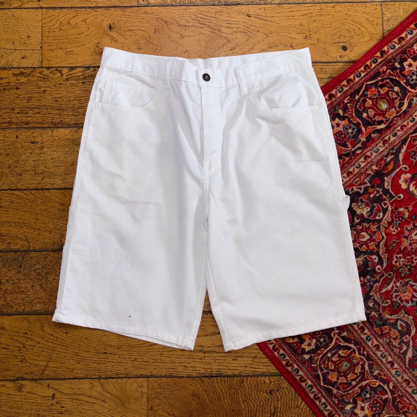 Vintage Dickies Workwear Carpenter White Baggy Shorts - 34