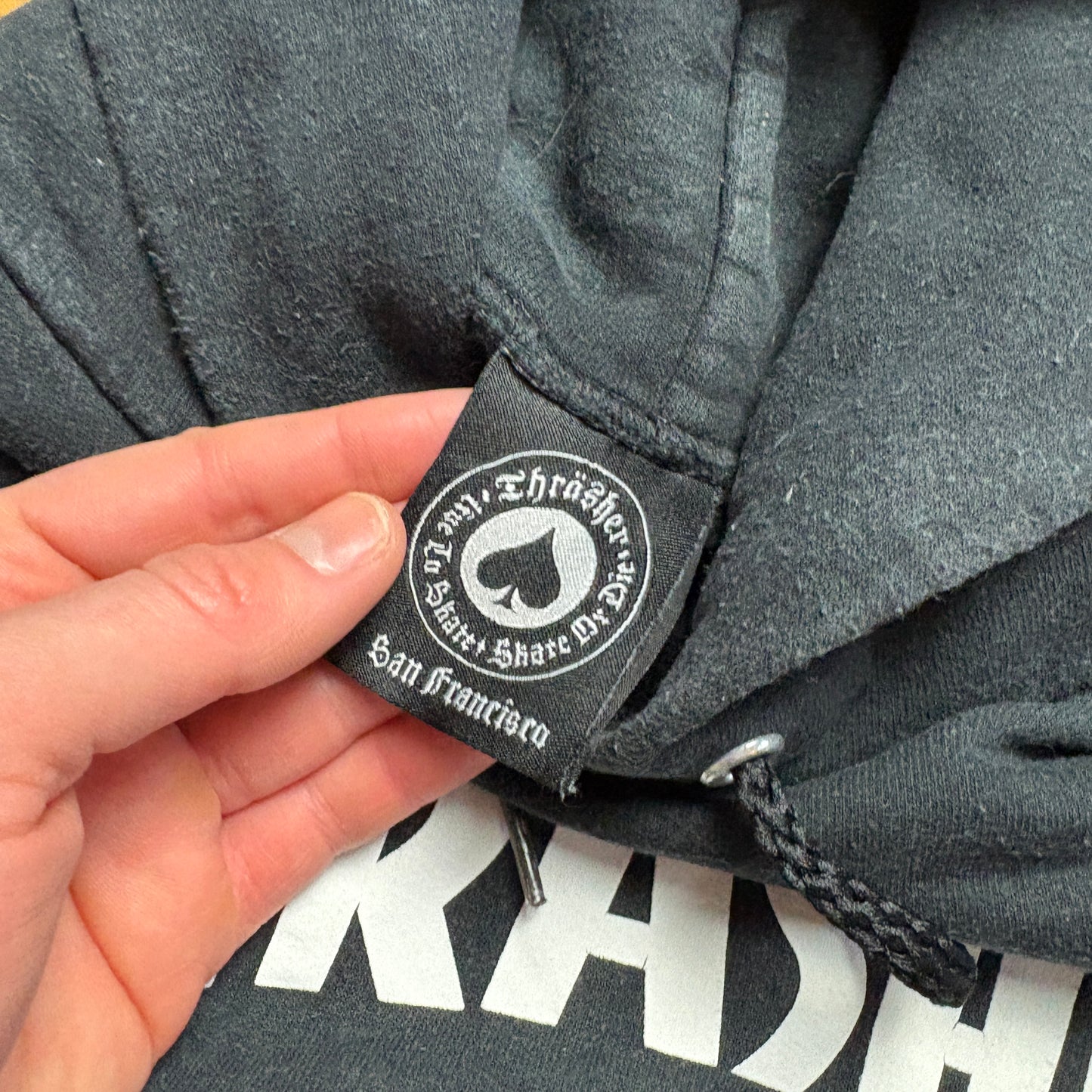 Vintage Thrasher Black Skate Hoodie Sweatshirt - XL