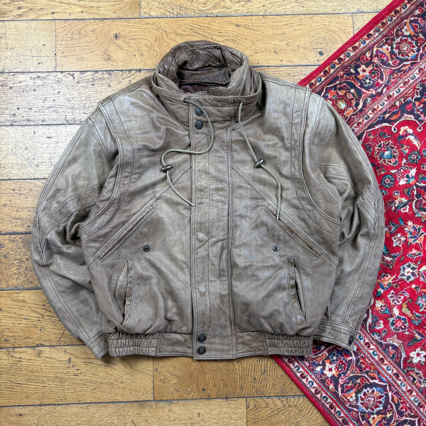 Vintage Bomber Aviator Brown Leather Jacket - M