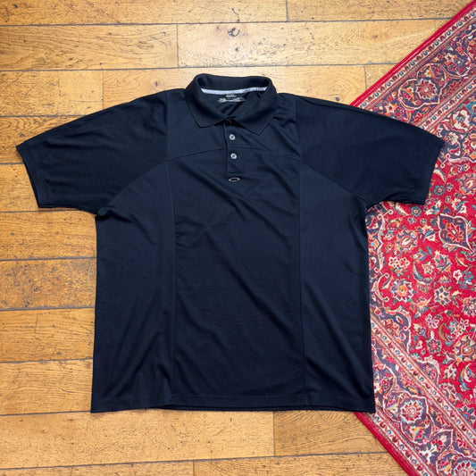 Vintage Oakley Metal Black Polo Shirt - 2XL