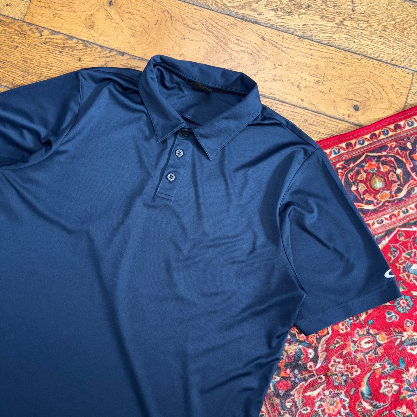 Vintage Oakley Navy Golf Embroidered Sports Polo Shirt - L