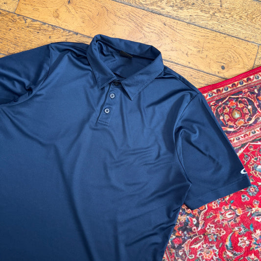 Vintage Oakley Navy Golf Embroidered Sports Polo Shirt - L