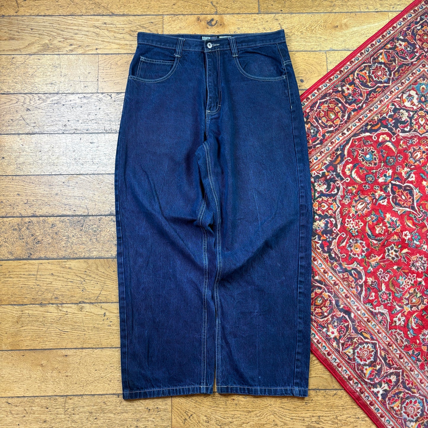 Vintage Southpole Blue Embroidered Y2K Hip Hop Baggy Jeans - 36