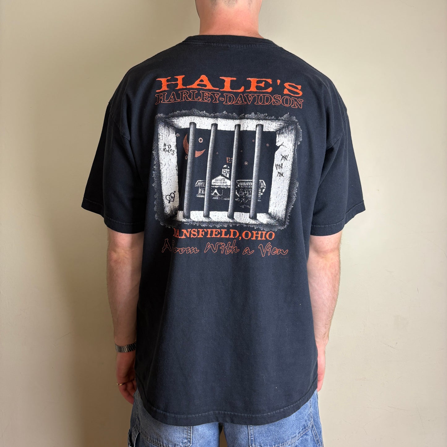 Vintage 2005 Harley Davidson Black Flames Graphic T-Shirt - L