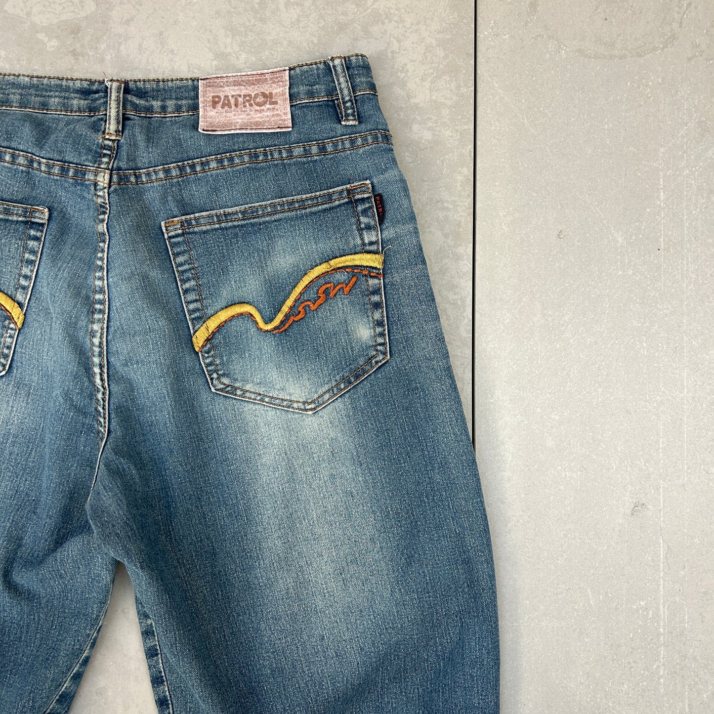 Vintage Embroidered Japanese Denim Hip Hop Skater Blue Straight Jeans - 32