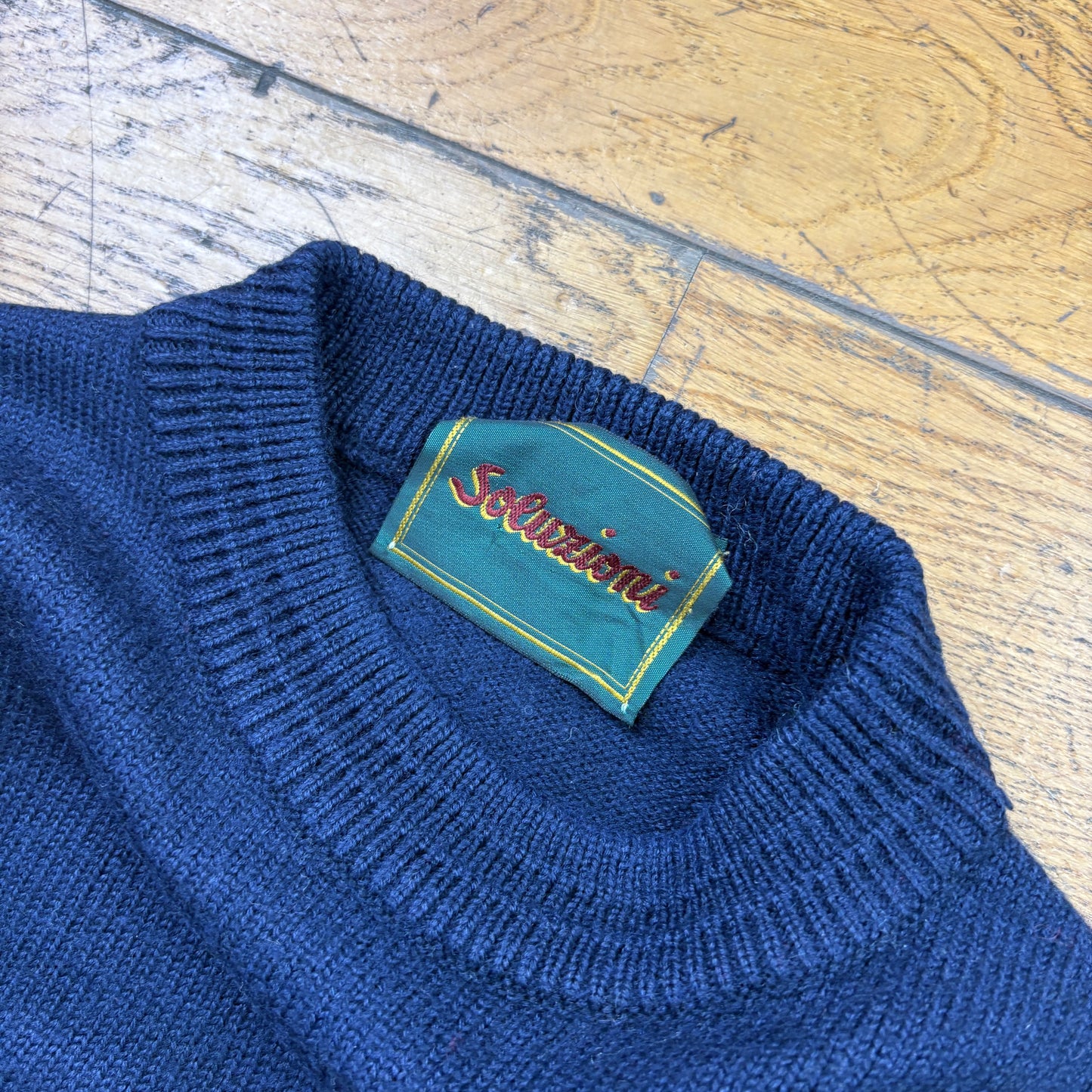 Vintage Navy Embroidered Sailing Chunky Knit Jumper - XL