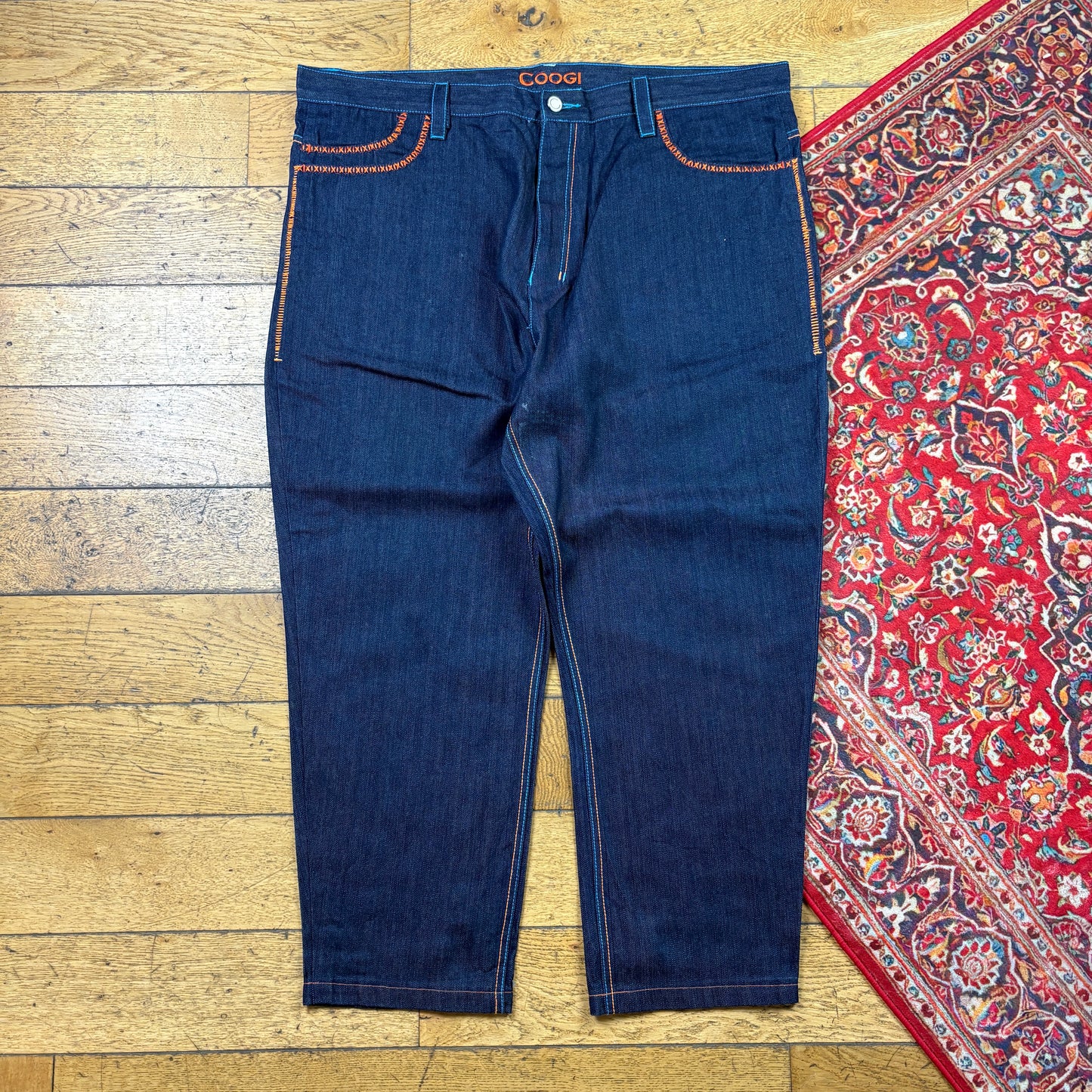 Vintage Coogi Blue Embroidered Y2K Hip Hop Baggy Jeans - 48