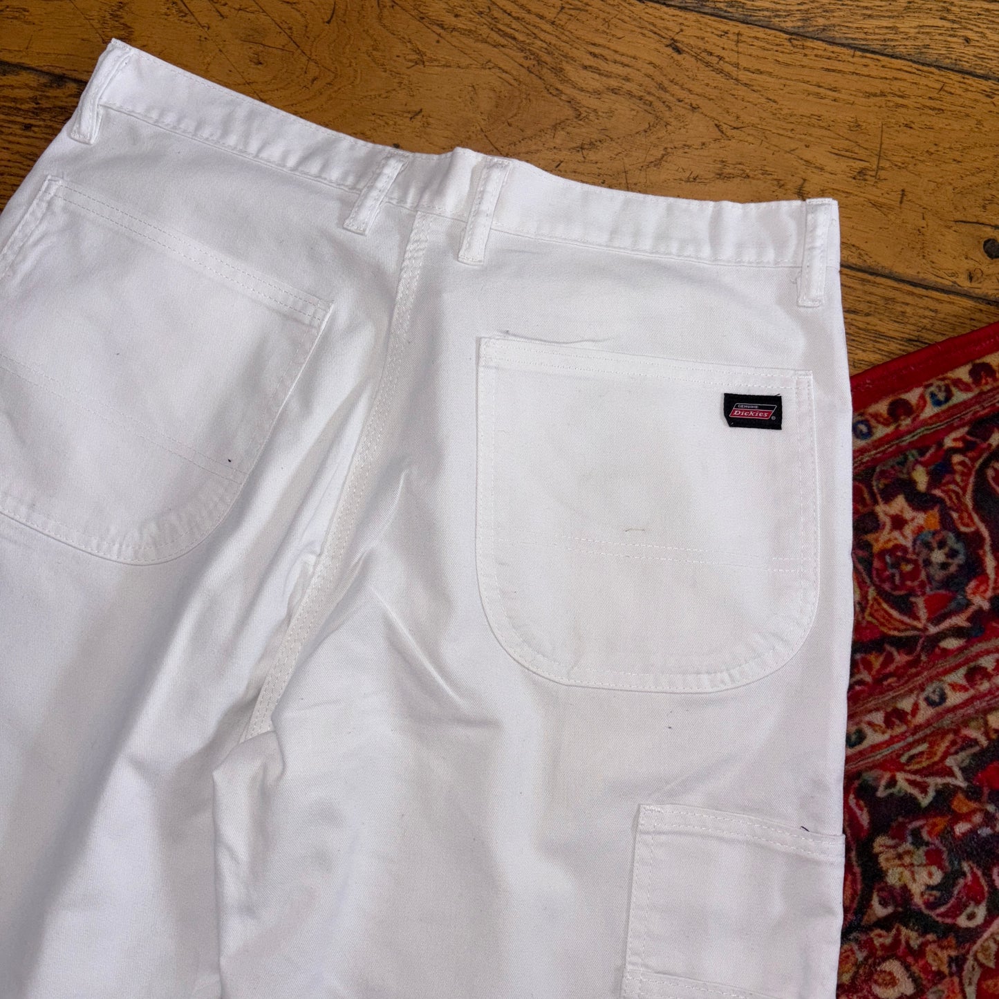 Vintage Dickies Workwear Carpenter White Baggy Shorts - 34